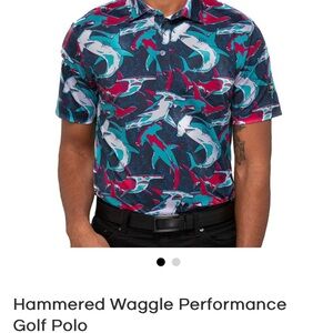 Waggle golf polo. Hammerhead sharks. Size XL.